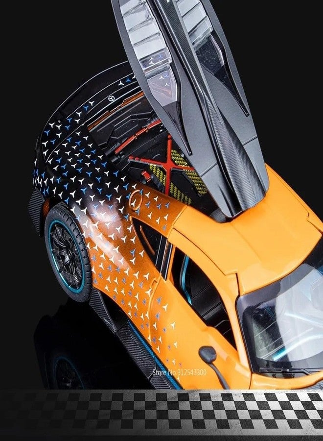 PEZYOX 1:24 Scale MER-CEDES Ben-Z 300SL Die-Cast Metal Car with Sport car Openable Doors Light and Sound,Pull Back Function Indoor Outdoor Toy for Kids (1.24 Scale AMG ONE-Orange) - Image 3